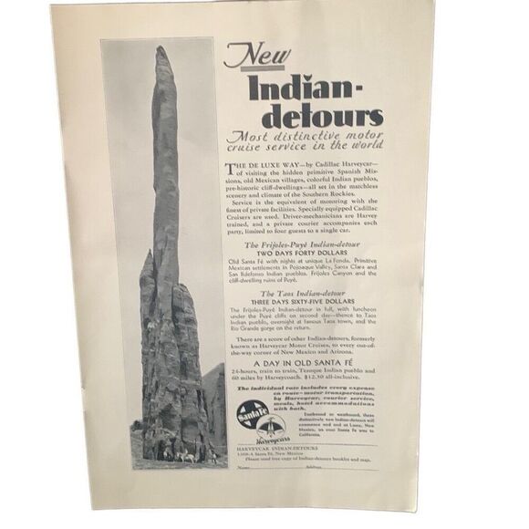 Vintage 1930 Santa Fe Harveycar Indian Detours Ad Advertisement - Picture 1 of 4